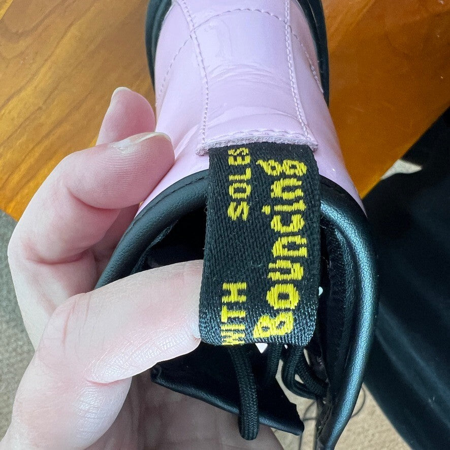Dr. Martens 1460 Pink Patent Leather Lace Up Combat Boots Womens US 2