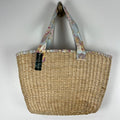 Laura Ashley Floral Lined Straw Tote Beach Bag Large Woven Shopper NWT