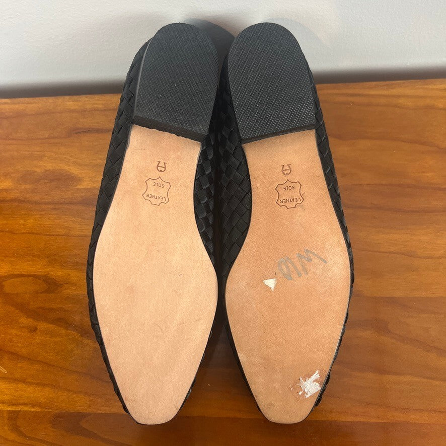 Etienne Aigner Rebecca Woven Black Leather Sole Loafers Women's Size 6M NWOT