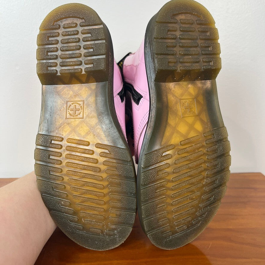 Dr. Martens 1460 Pink Patent Leather Lace Up Combat Boots Womens US 2