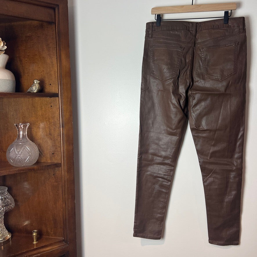 Lauren Ralph Lauren Brown Coated Skinny Ankle Jeans Women's Size 10