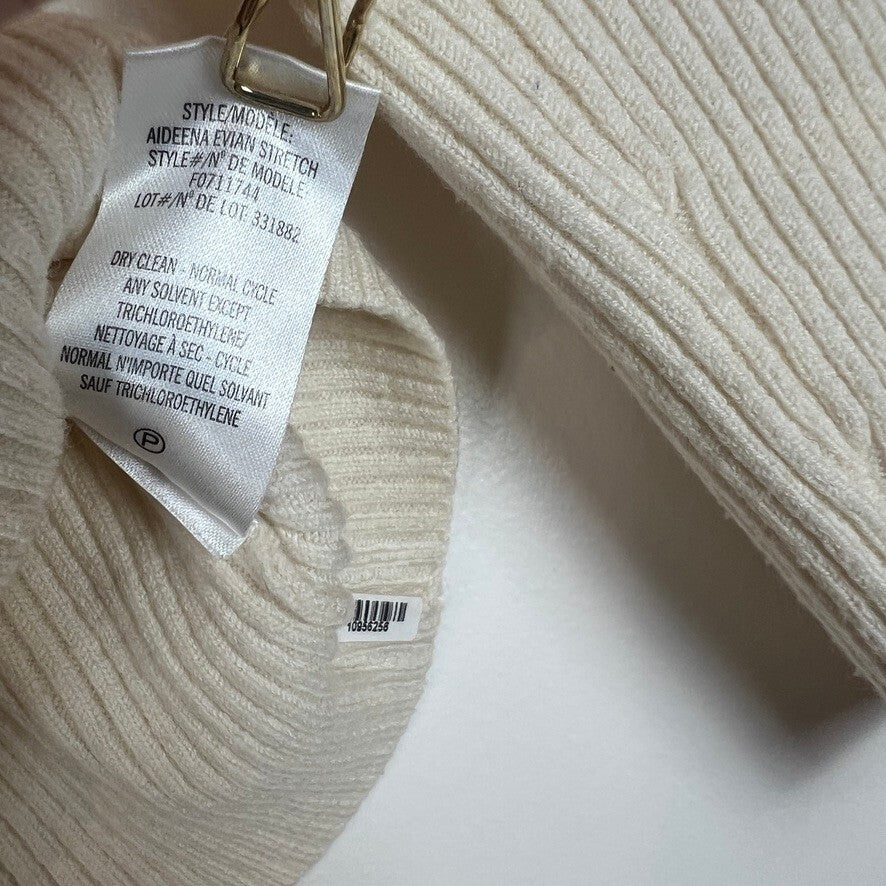 Theory Aideena Evian Stretch Rib Wool Crewneck Sweater Ivory SP