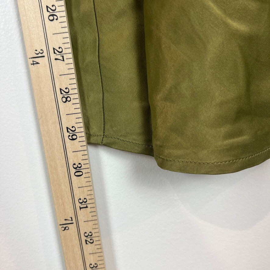 Anthropologie Tilda Pull-On Wide Leg Satin Pants Olive Green Women's Medium