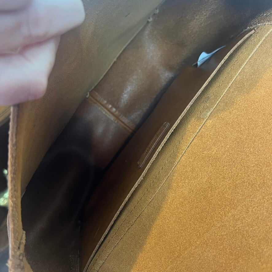 Madewell Vintage Brown Leather Crossbody Bag Brass Clasp Shoulder Purse