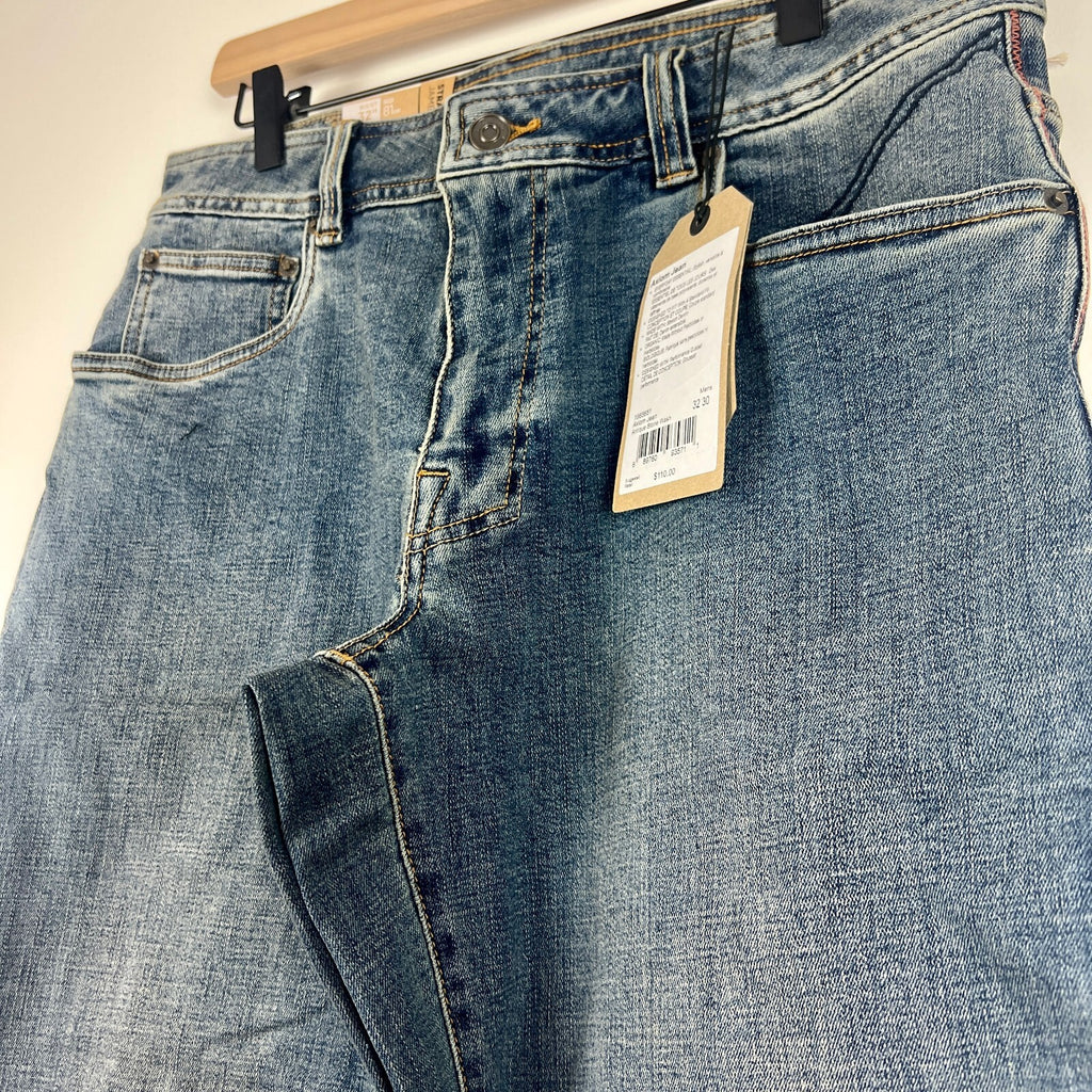 NWT prAna Axiom Straight Leg Jeans Antique Stone Wash Men's 32x30 Stretch