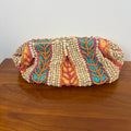 Colorful Wood Beaded Clutch Crossbody Bag Boho Tribal Statement Purse India
