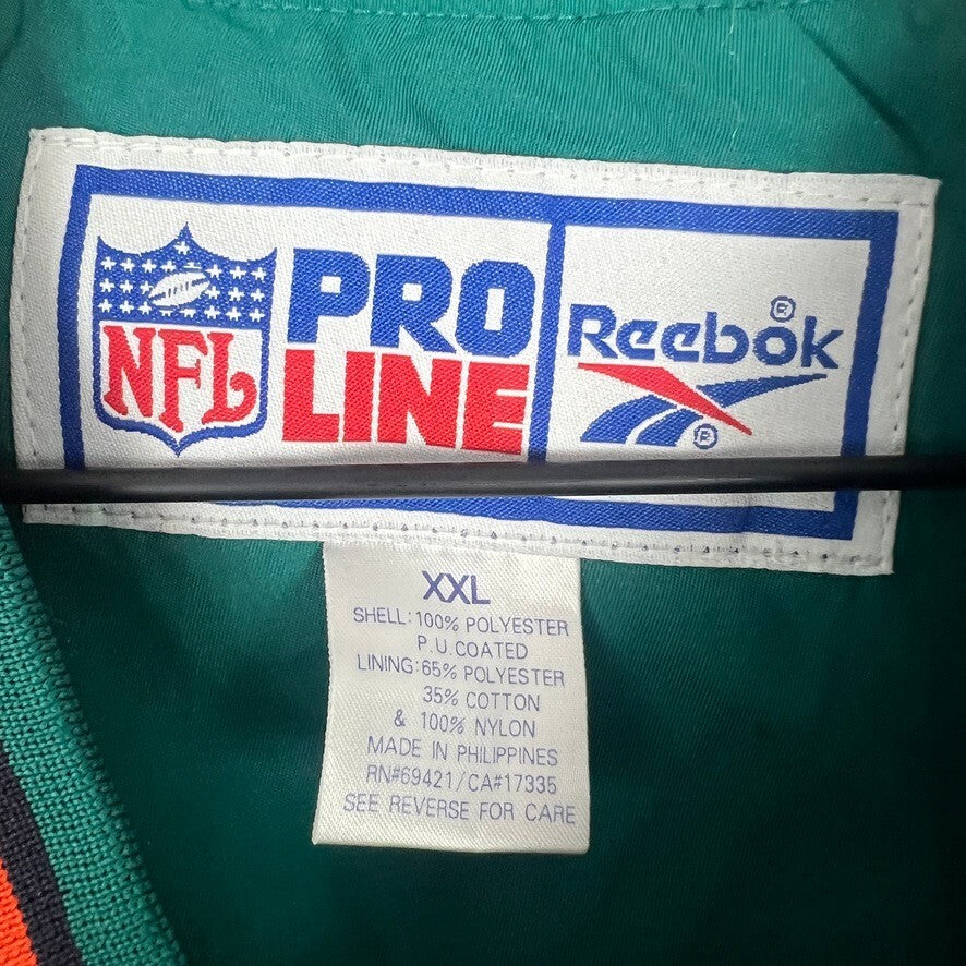 Vintage Reebok NFL Miami Dolphins Pullover Windbreaker Jacket XXL Green