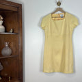Adrianna Papell Butter Yellow 100% Linen Sheath Dress Square Neck Size 10