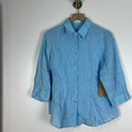 NWT Coldwater Creek 100% Linen Blue Button Front Shirt Petite Large PL