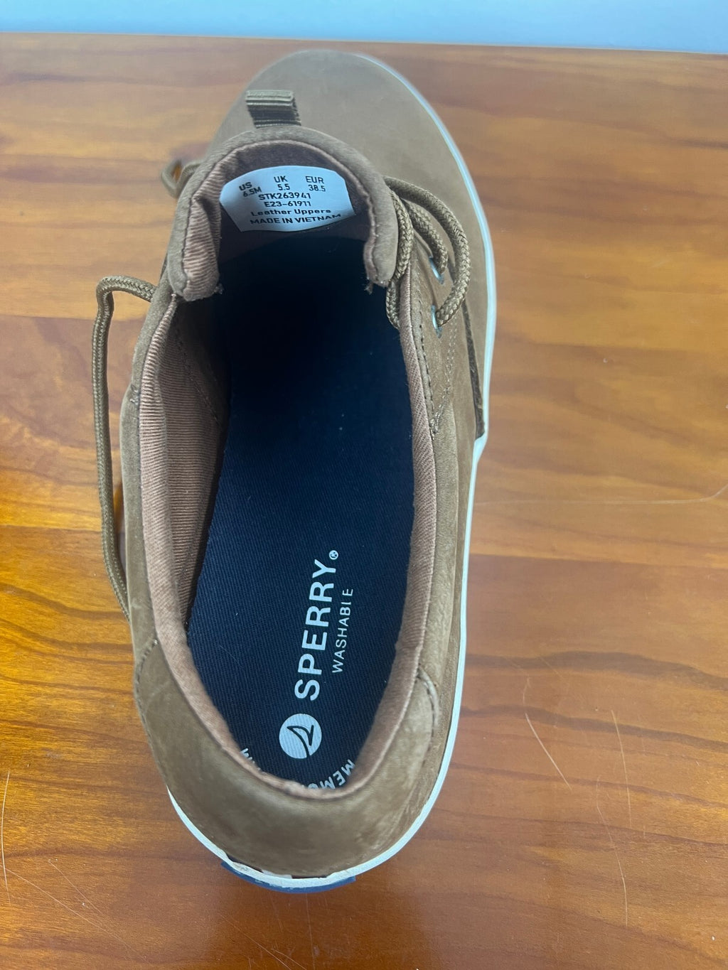 Sperry Brown Leather Washable Sneakers Men's 6.5 Casual Lace Up Shoes