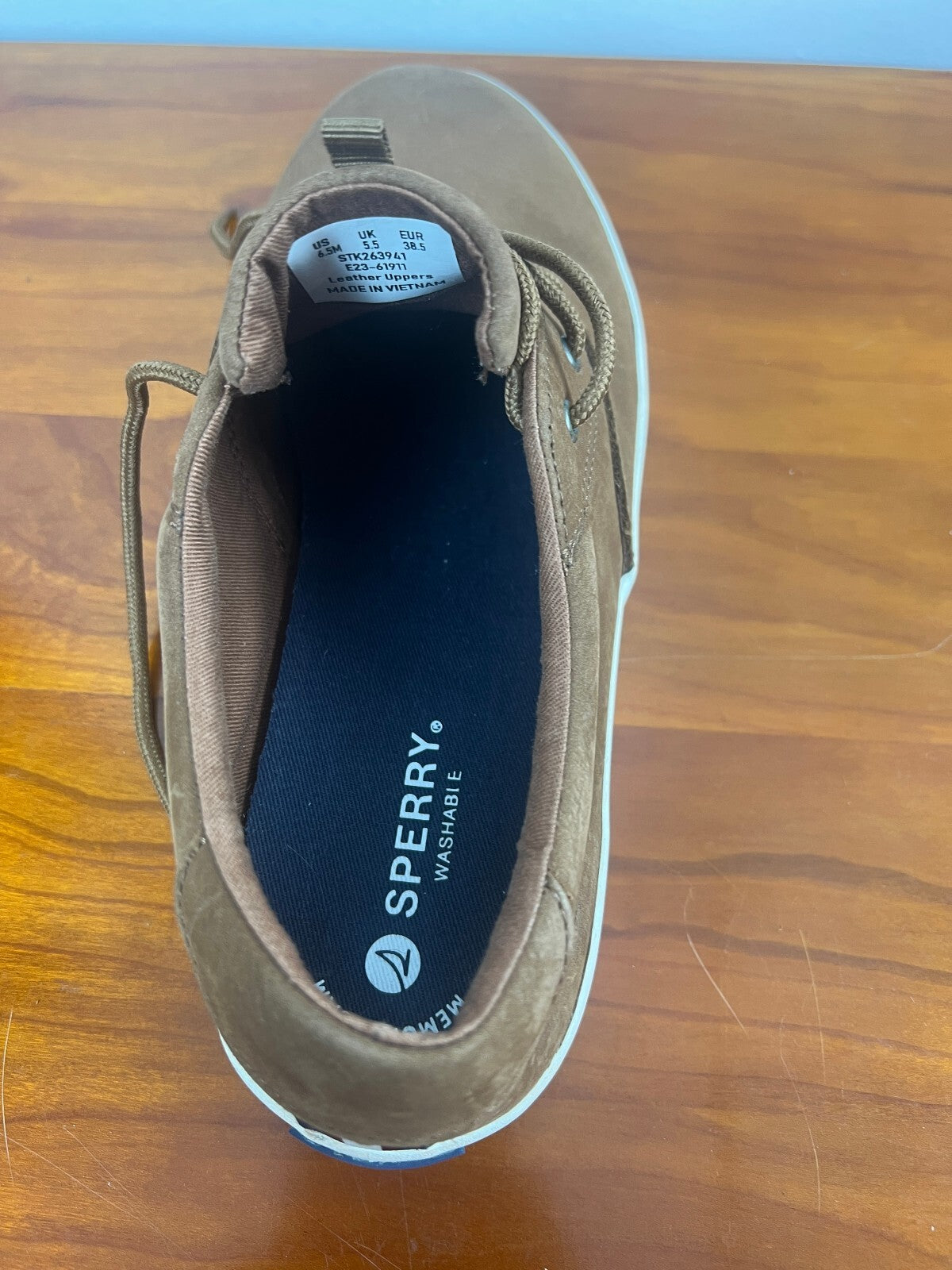 Sperry Brown Leather Washable Sneakers Men's 6.5 Casual Lace Up Shoes