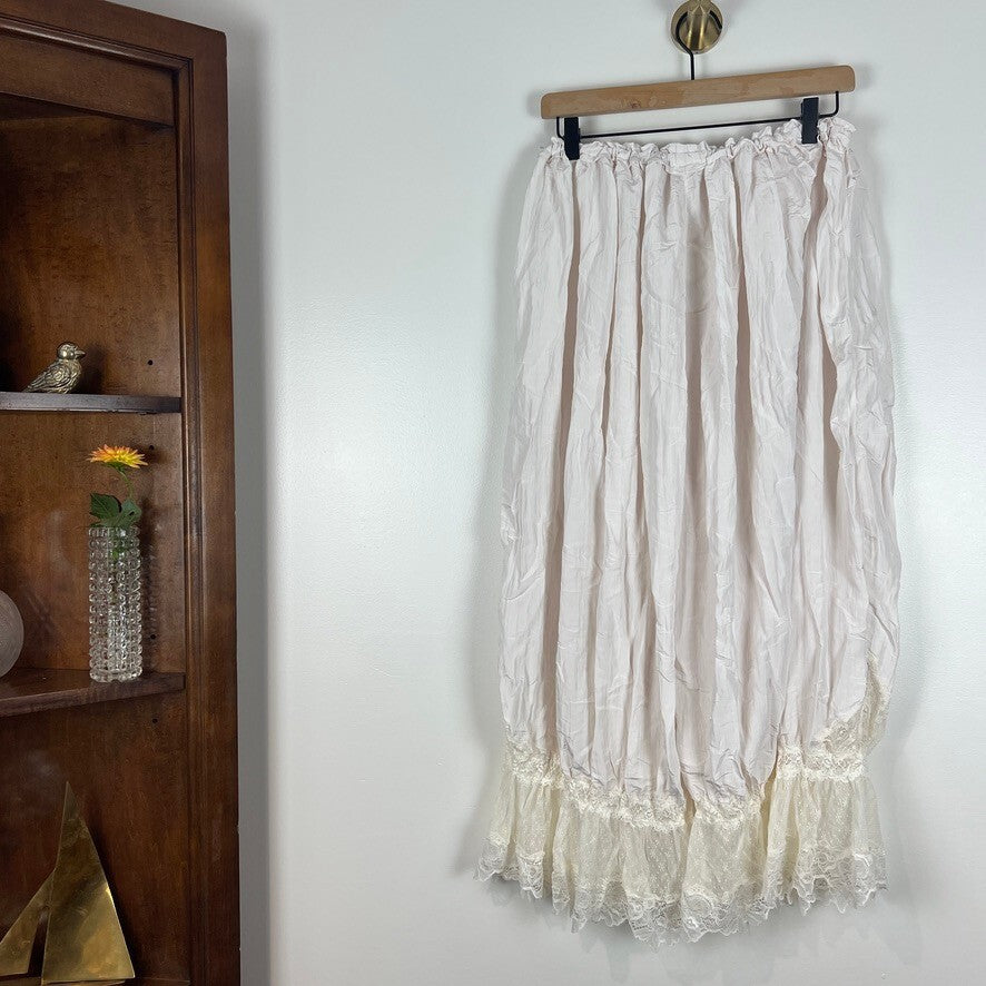 Free People Intimately White Alyssum Lace Trim Maxi Slip Skirt XL NWT