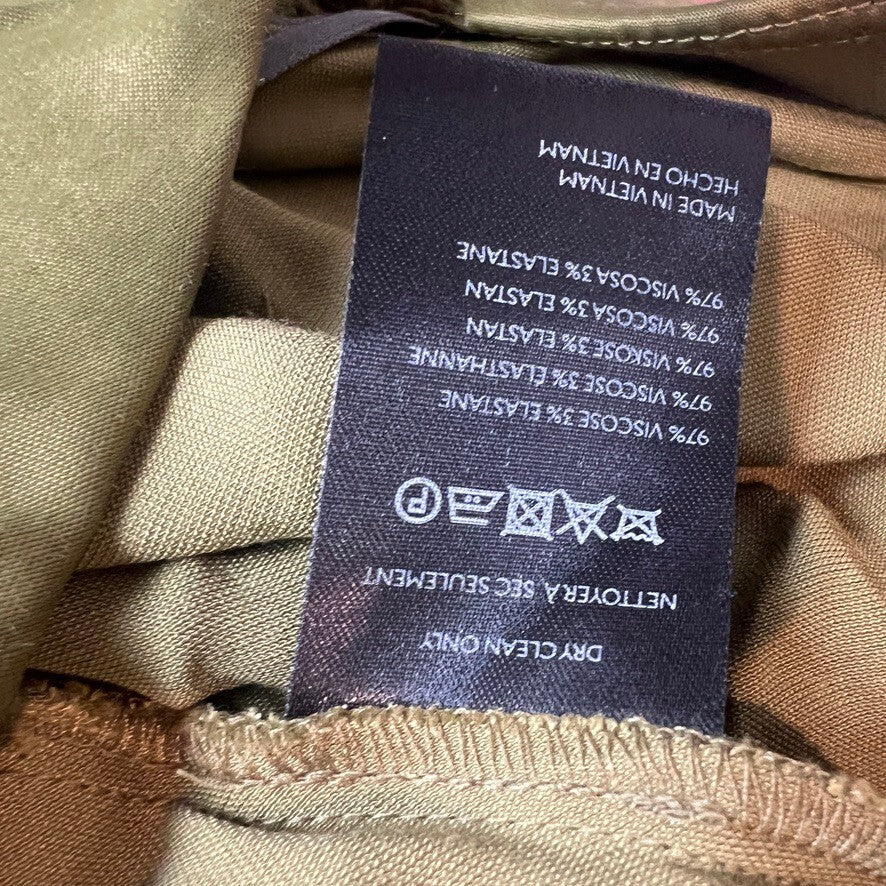 Anthropologie Tilda Pull-On Wide Leg Satin Pants Olive Green Women's Medium