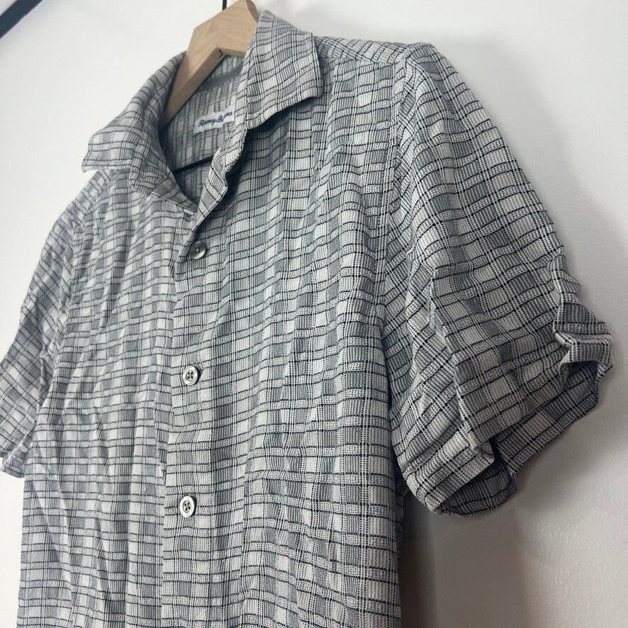 Tommy Bahama 100% Silk Gray Plaid Camp Shirt Button Front Men's Small