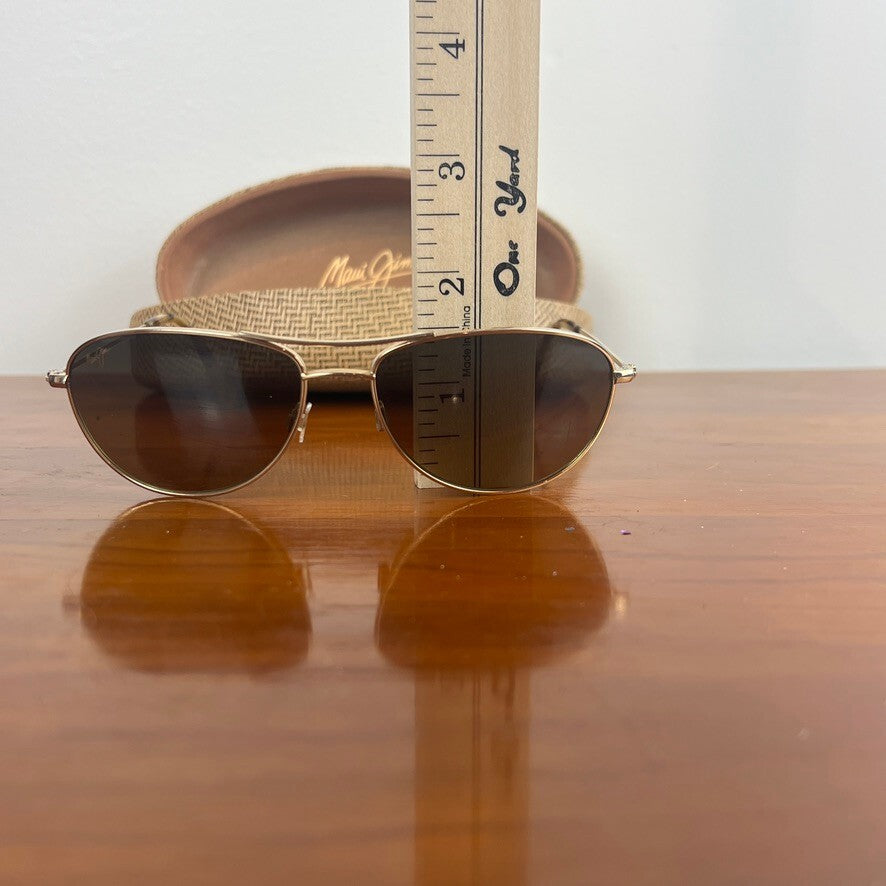 Maui Jim Gold Tone Polarized Sunglasses Brown Lenses w/ Case Unisex