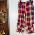 Free People Red Plaid Wide Leg Crop Pants Elastic Waist Women's Large NWOT