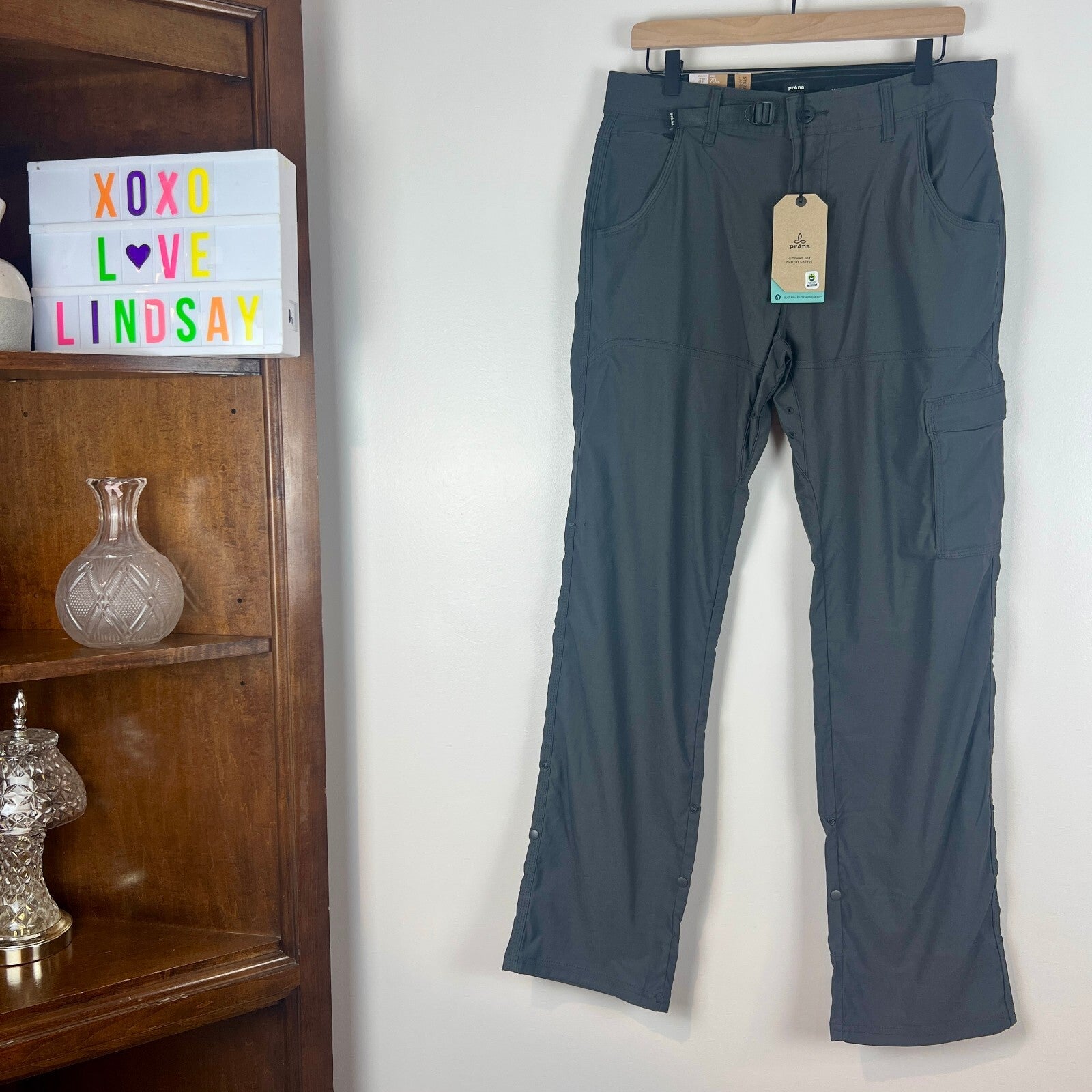 NWT prAna Stretch Zion Pant II Relaxed Men's 31x32 Dark Iron Hiking Cargo