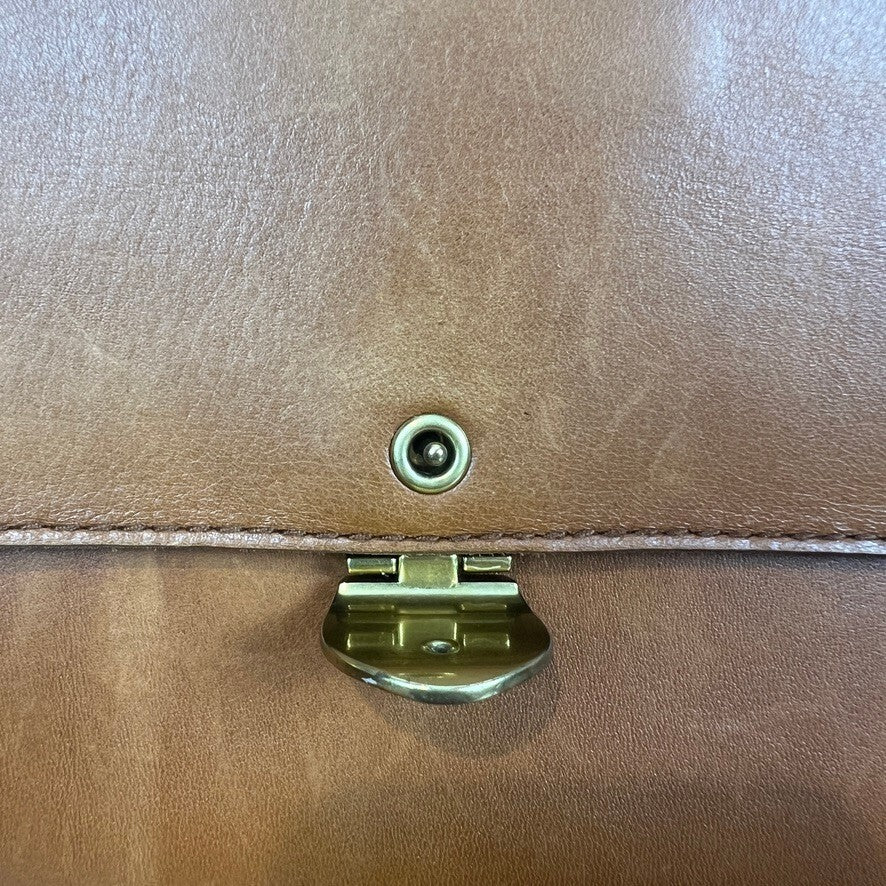 Madewell Vintage Brown Leather Crossbody Bag Brass Clasp Shoulder Purse