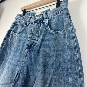 NWT We The Free Truro Baggy Puddle Jeans Women's 30 Wide Leg Denim Blue