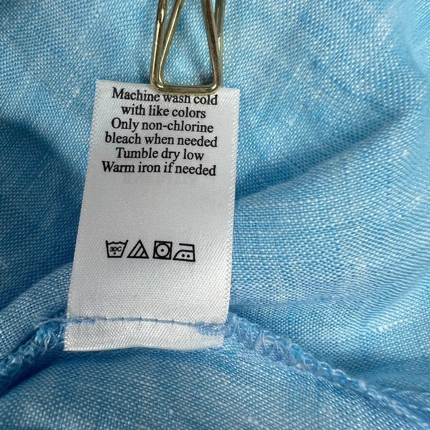 NWT Coldwater Creek 100% Linen Blue Button Front Shirt Petite Large PL
