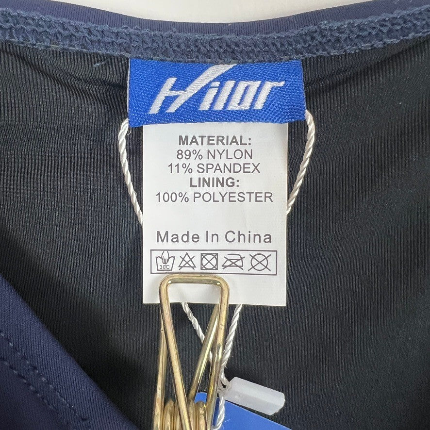 Hilor Navy Tummy Control One Piece Swimsuit Ruched Adjustable Straps NWT 16