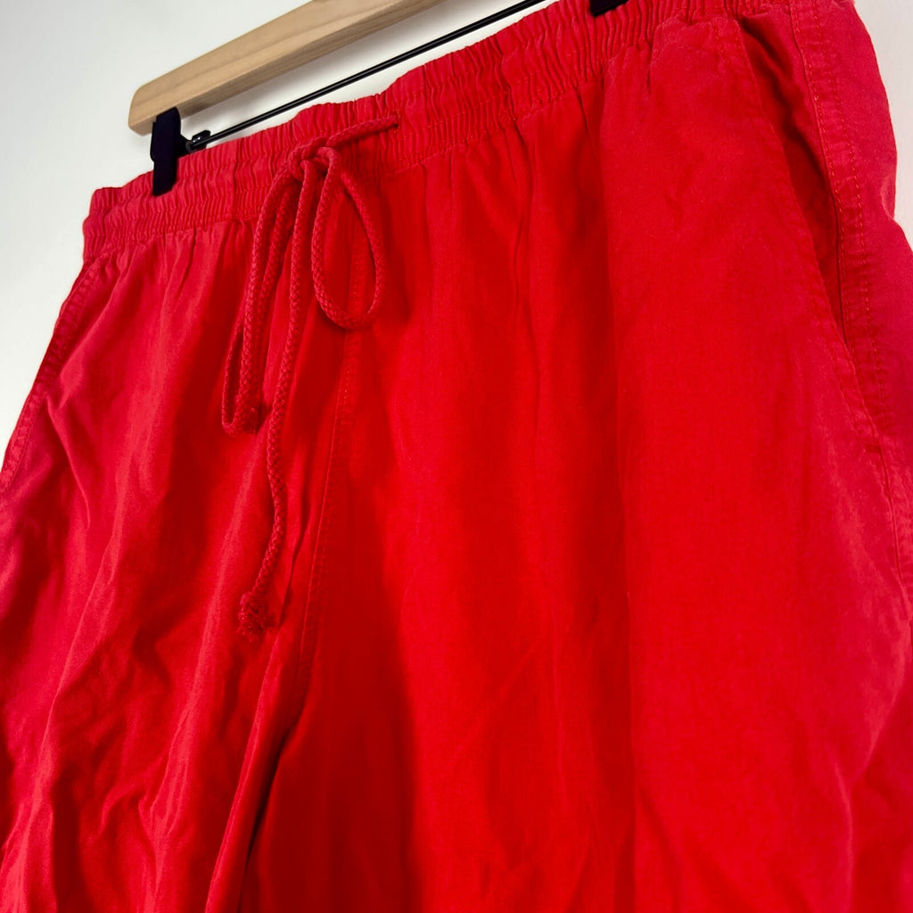 Free People Fiery Red Drawstring Lounge Shorts Women's Medium NWT MSRP $58