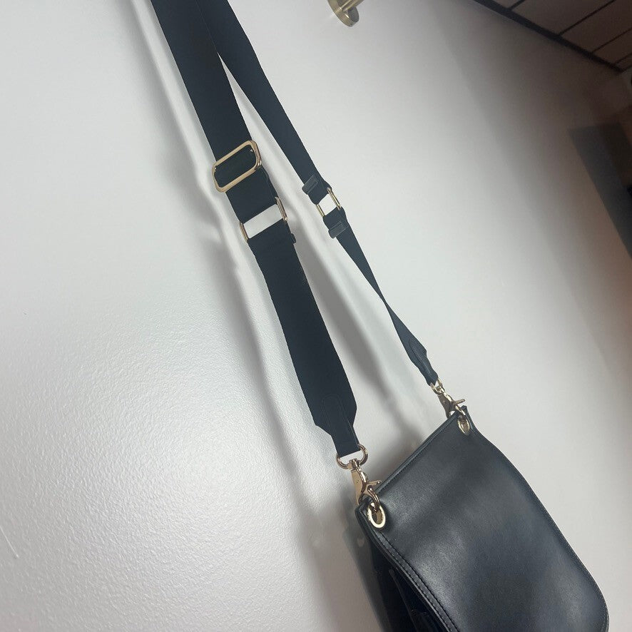 Urban Outfitters Black Leather Crossbody Bag Gold Hardware Minimal Chic