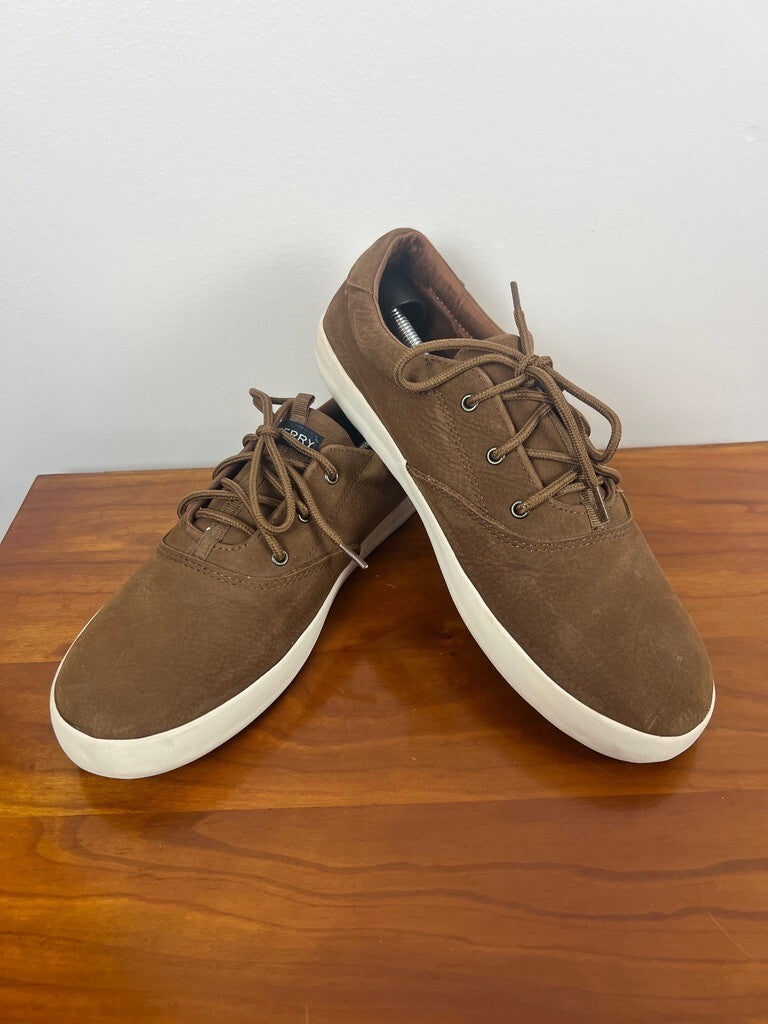 Sperry Brown Leather Washable Sneakers Men's 6.5 Casual Lace Up Shoes