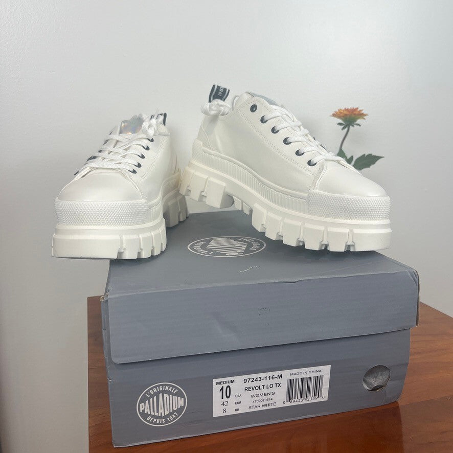 Palladium Revolt Lo TX Sneakers White Womens Size 10 Platform NWT