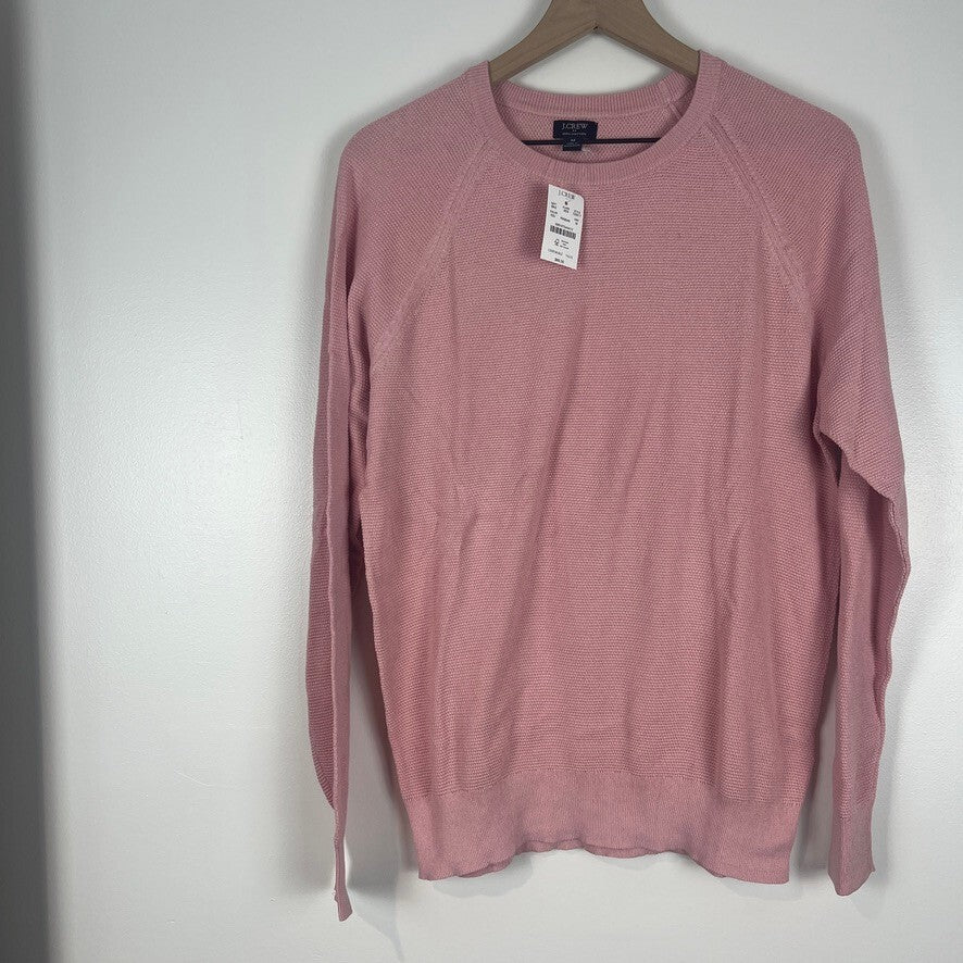 J.Crew 100% Cotton Pink Crewneck Sweater Medium NWT Lightweight Knit New