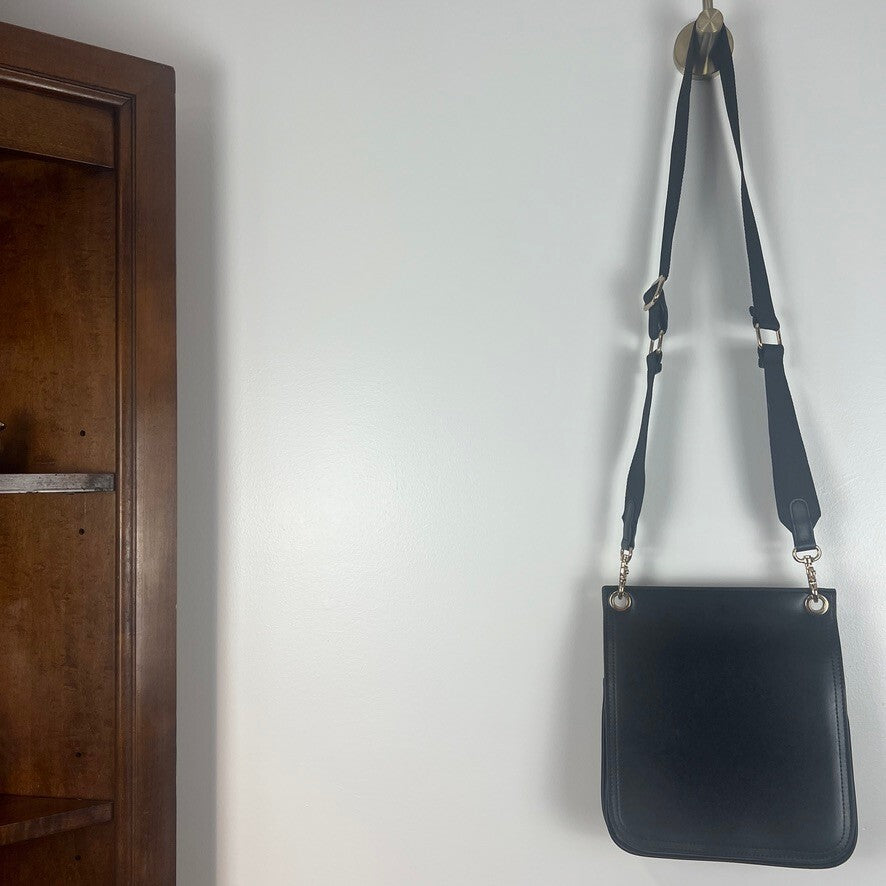 Urban Outfitters Black Leather Crossbody Bag Gold Hardware Minimal Chic