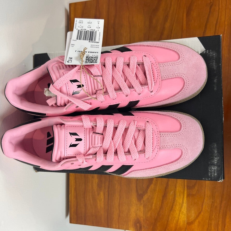 Adidas Samba Messi J Pink Black Gum Sneakers JR0424 Women's 5 NWT New