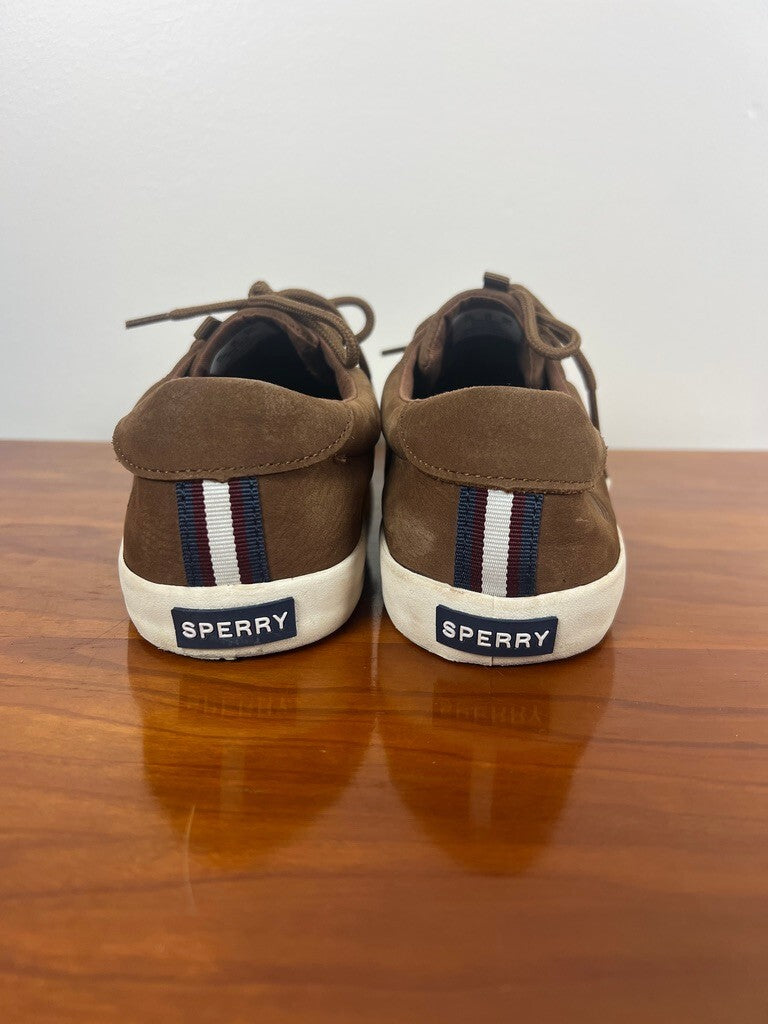 Sperry Brown Leather Washable Sneakers Men's 6.5 Casual Lace Up Shoes