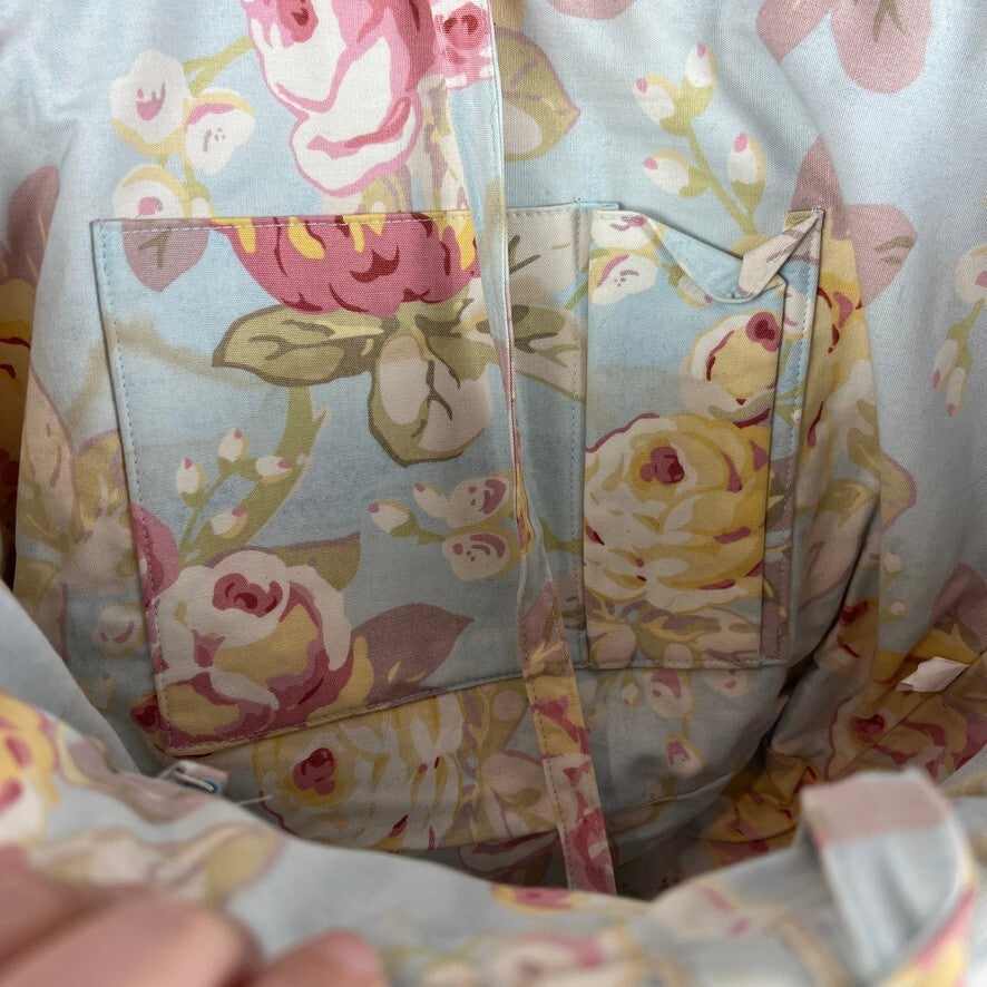 Laura Ashley Floral Lined Straw Tote Beach Bag Large Woven Shopper NWT