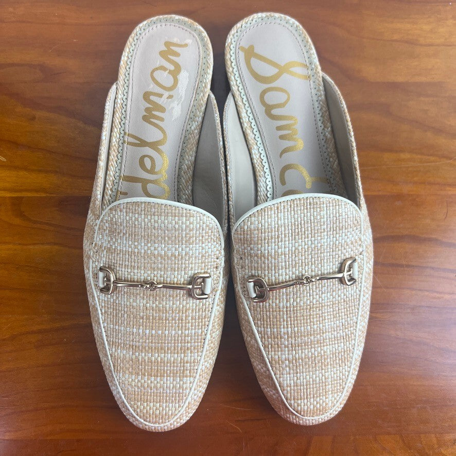 Sam Edelman Linnie Raffia Bit Mule Loafers Natural Women's 6.5 NWOT