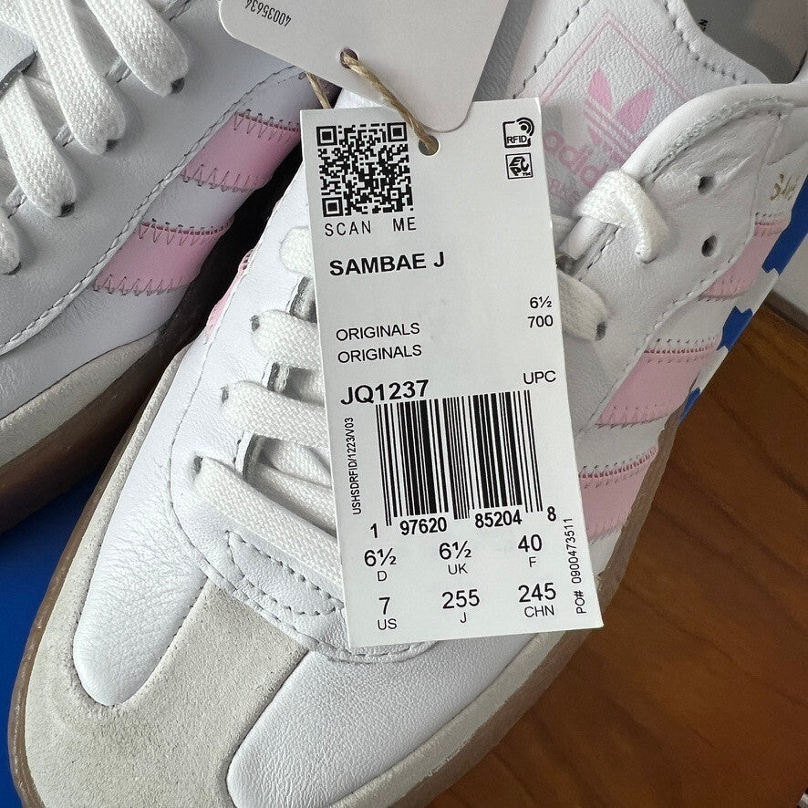 Adidas Sambae J White Pink Gum Big Kids 7 Womens 8.5 Platform JQ1237 NWT