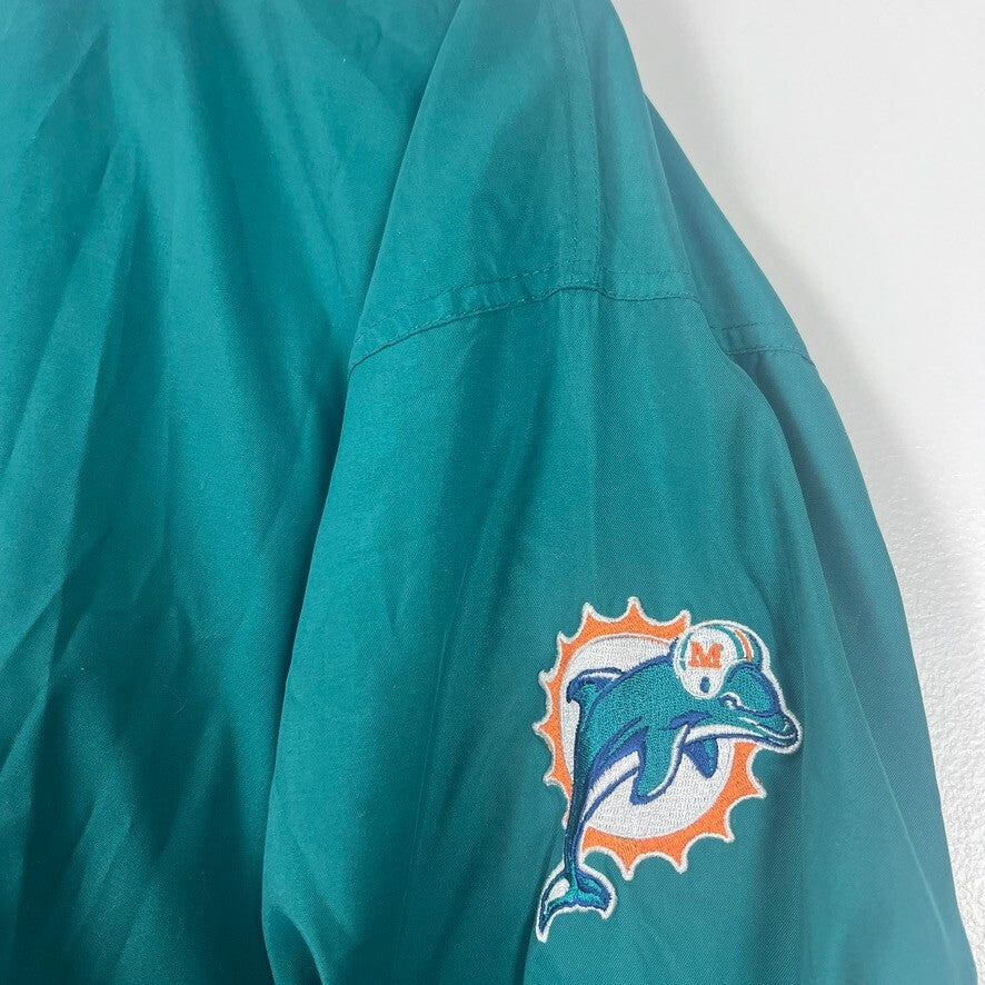 Vintage Reebok NFL Miami Dolphins Pullover Windbreaker Jacket XXL Green