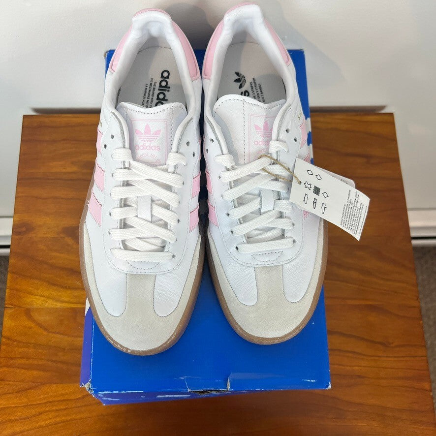 Adidas Sambae J White Pink Gum Big Kids 7 Womens 8.5 Platform JQ1237 NWT