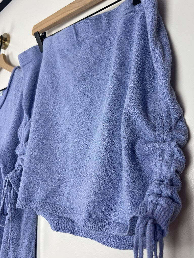 Free People FP Beach Blue Heron Ruched Skirt Top Set XL NWT $78
