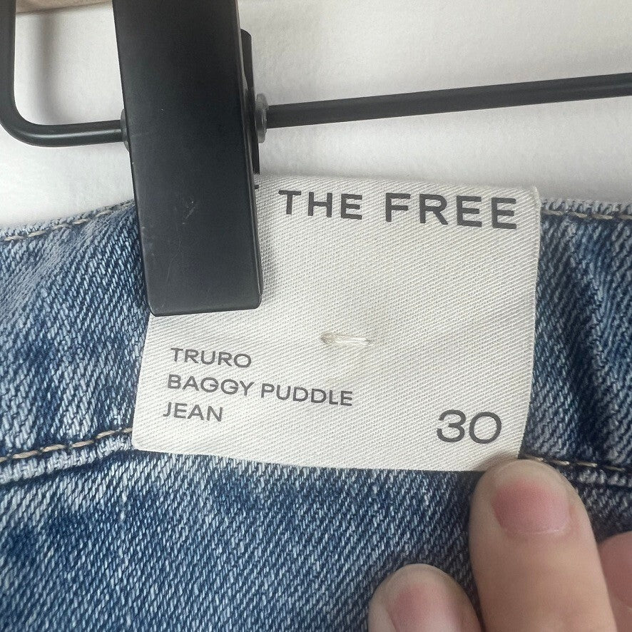 NWT We The Free Truro Baggy Puddle Jeans Women's 30 Wide Leg Denim Blue