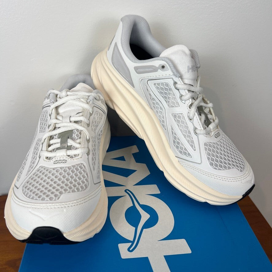 HOKA U Clifton One9 Womens 6.5 White Grey Running Shoes 1155370 FCG NWT