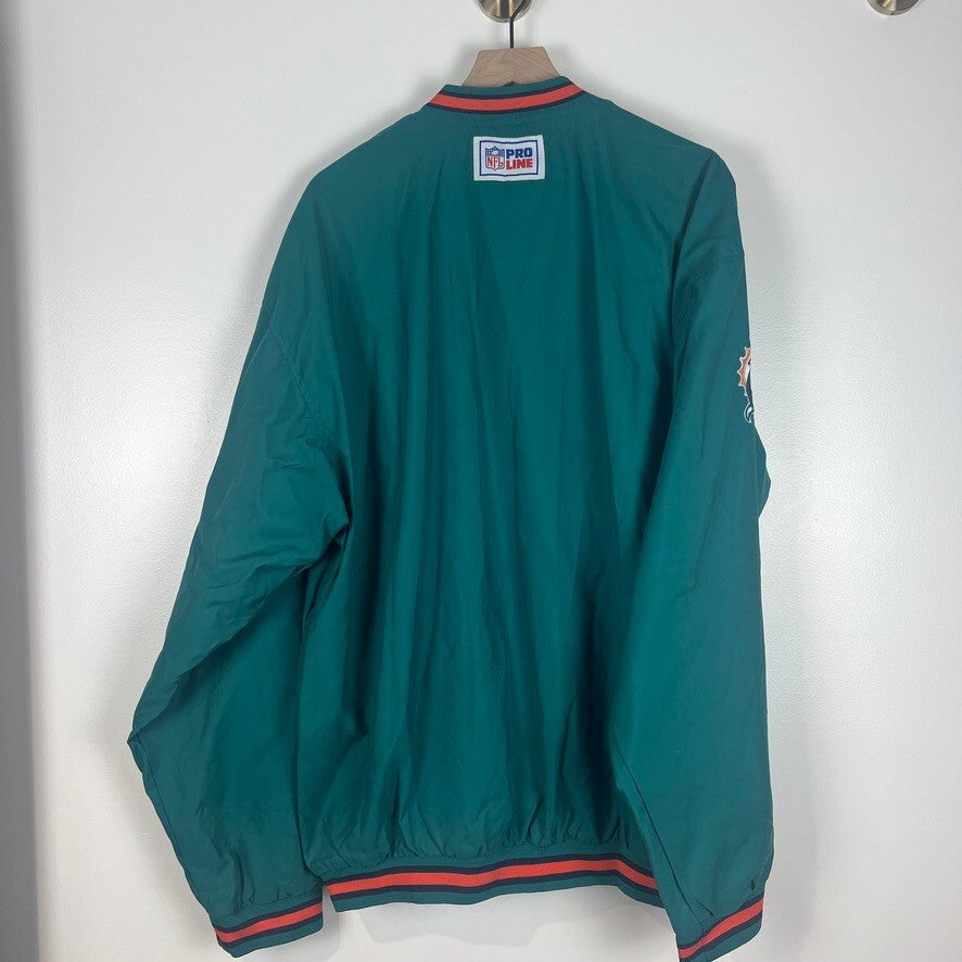 Vintage Reebok NFL Miami Dolphins Pullover Windbreaker Jacket XXL Green