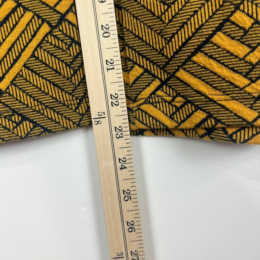 Free People Mustard Black Geometric Knit Pants Women's 4/S Boho Pull-On Wide Leg