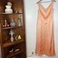 Free People Satin Lace Maxi Slip Dress Peach Blush Women's Size 8 Boho