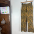 Free People Mustard Black Geometric Knit Pants Women's 4/S Boho Pull-On Wide Leg