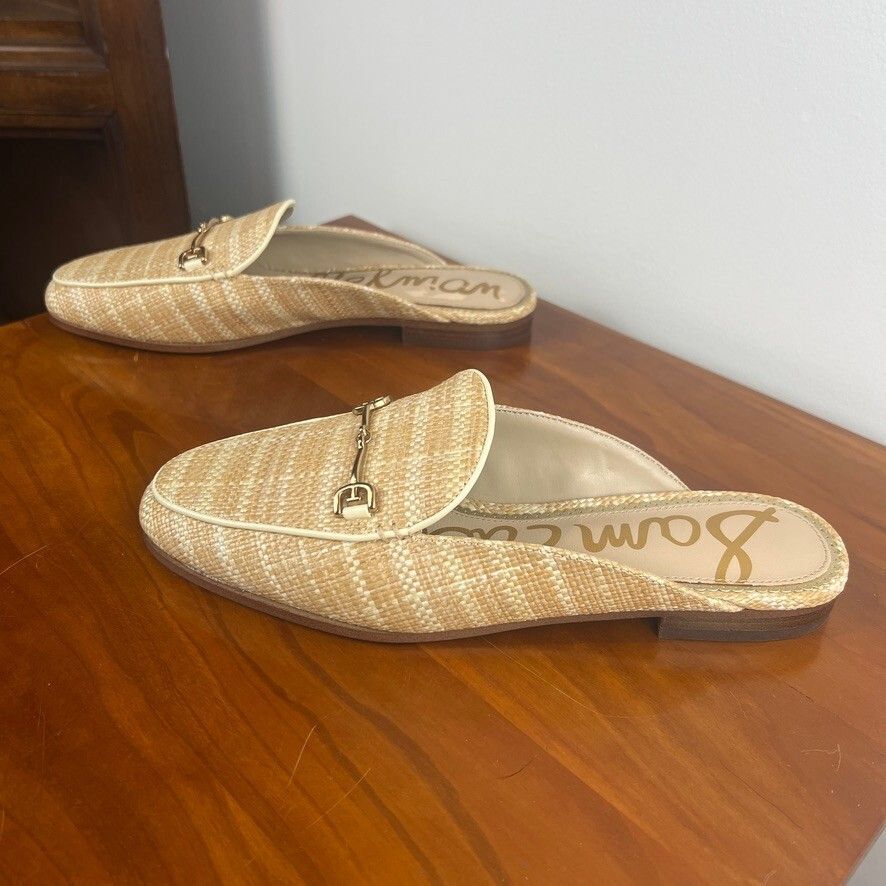 Sam Edelman Linnie Raffia Bit Mule Loafers Natural Women's 6.5 NWOT