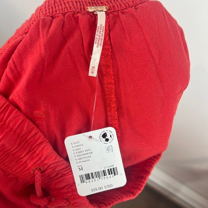 Free People Fiery Red Drawstring Lounge Shorts Women's Medium NWT MSRP $58