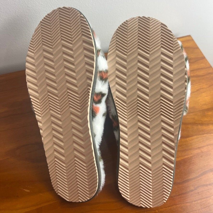 Sorel Go Coffee Run Faux Fur Leopard Slide Slippers Women's Size 6 NWOT