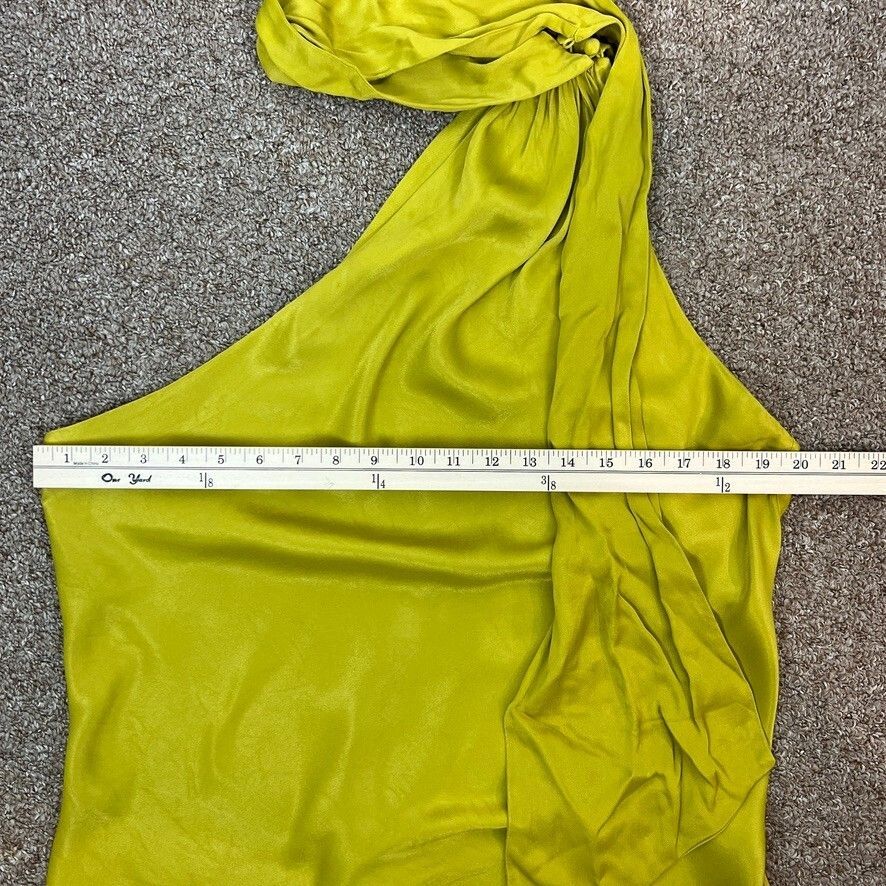 Anthropologie One-Shoulder Scarf Draped Halter Blouse Chartreuse Size Large NWOT