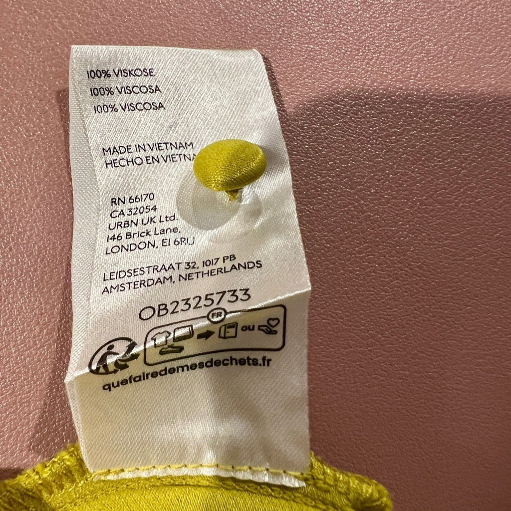 Anthropologie One-Shoulder Scarf Draped Halter Blouse Chartreuse Size Large NWOT